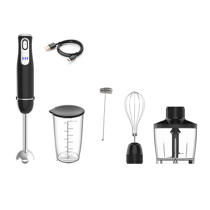 HB-6009Rechargeable Hand operated stick blender with Type C cable used cordless